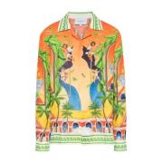 Stilfuld Orange Trophy Print Skjorte