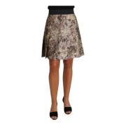 Blomstret Jacquard A-Line Nederdel