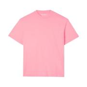 Lyserød bomuldst-shirt med strygepå-logo