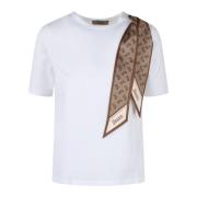 Bomuld Stræk T-Shirt med Silkesjal
