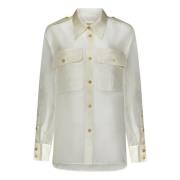 Hvid Oversize Skjorte i Silke