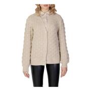 Beige Knappet V-Hals Cardigan