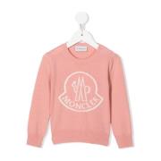 Børn Pink Sweater med Logo Intarsia