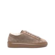 Brun Ruskind Shearling-foret Sneakers