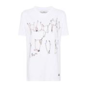 Hvid Blød Jersey Top med Bones n Chain Print