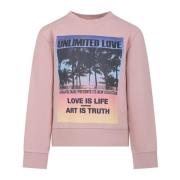 Lyserød Bomuldssweatshirt med Print
