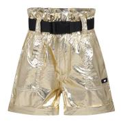 Gyldne afslappede shorts med elastisk talje