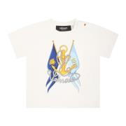 Hvid Bomulds Baby T-Shirt med Anker Print