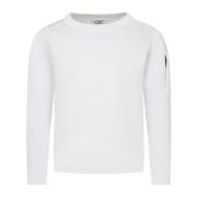 Hvid Bomuldssweater med Lange Ærmer