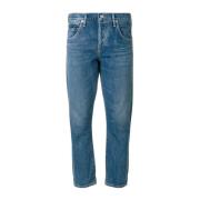 Sofistikeret Slim-Fit Cropped Jeans i Blå