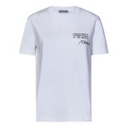 Hvide Ribstrikkede Crewneck T-shirts og Polos