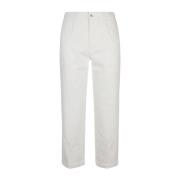 Hvide Denim Bukser med Plissering