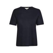 Klassisk Marineblå Linned T-Shirt