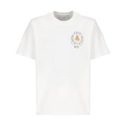 Hvid Bomuld T-shirt med Kontrastprint