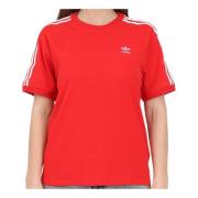 Rød T-shirt med hvide striber til kvinder
