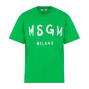 Grøn T-shirt med Logo Print til Børn