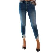 Skinny Jeans med Push-Up Effekt og Blondeapplikationer