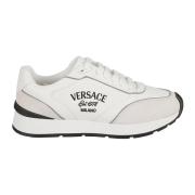 Hvide Læder Sneakers med Versace Broderi