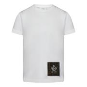 Drenge Hvid Bomuld T-Shirt med Logo Patch