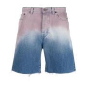 Denim Shorts med Frynsekant