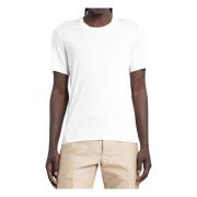 Hvid Optisk Bomuld Lyocell Crewneck T-shirt