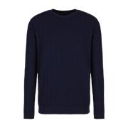 Blå Geometrisk Relief Sweater