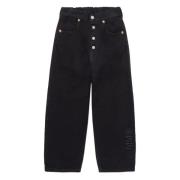 Vintage sorte jeans med bredt ben og logo
