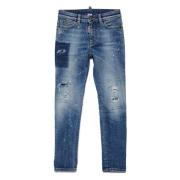 Skyggeblå skinny jeans med slid - Twiggy