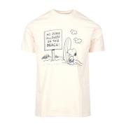 Beige Peanuts Print Bomuld T-Shirt