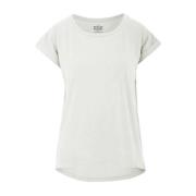 Hvid Linned Half Sleeve T-shirt