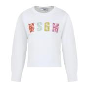 Hvid Sweater med Multicolor Logo