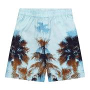 Turkis Palm Print Bermuda Shorts