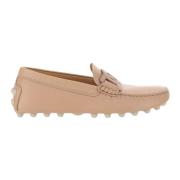 Beige Læder Kæde Loafers Kvinder