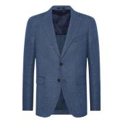 Micro Struktureret Uld Linned Blazer Stil Capri