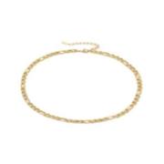 Passion Waterproof Figaro Chain Necklace 18K Gold Plating