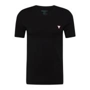 Sort V-Hals T-Shirt med Trykt Logo