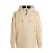 Beige Zip-up Hættetrøje med Briller