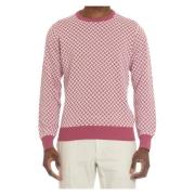 Hvid Biscuit Jacquard Bomuld-Linned Sweater