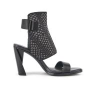 Grafisk Vævet Slingback Sandal med Flare Hæl