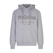 Grå McQueen Graffiti Logo Hoodie