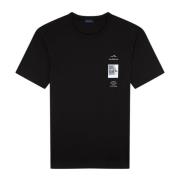 Sort Bomuld Half-Sleeved Broderet T-Shirt
