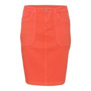 Cream Crann Twill Skirt Nederdele 10612273 Hot Coral