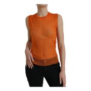 Orange Gennemsigtig Crew Neck Tank Top