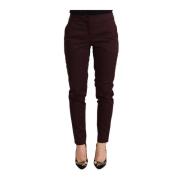 Elegant Maroon Skinny Zipper Bukser