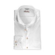 Fitted Body Casual White Twill Shirt