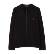 Cotton-Blend Zip Up Hoodie Black