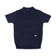 Navy Blue Polo Shirt Ribbed Trim