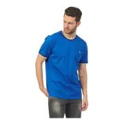 Blå Sporty T-shirt med Stribet Detalje