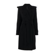 Sort Dobbelt Brystet Trenchcoat