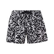 Sort Scribble Print Badeshorts